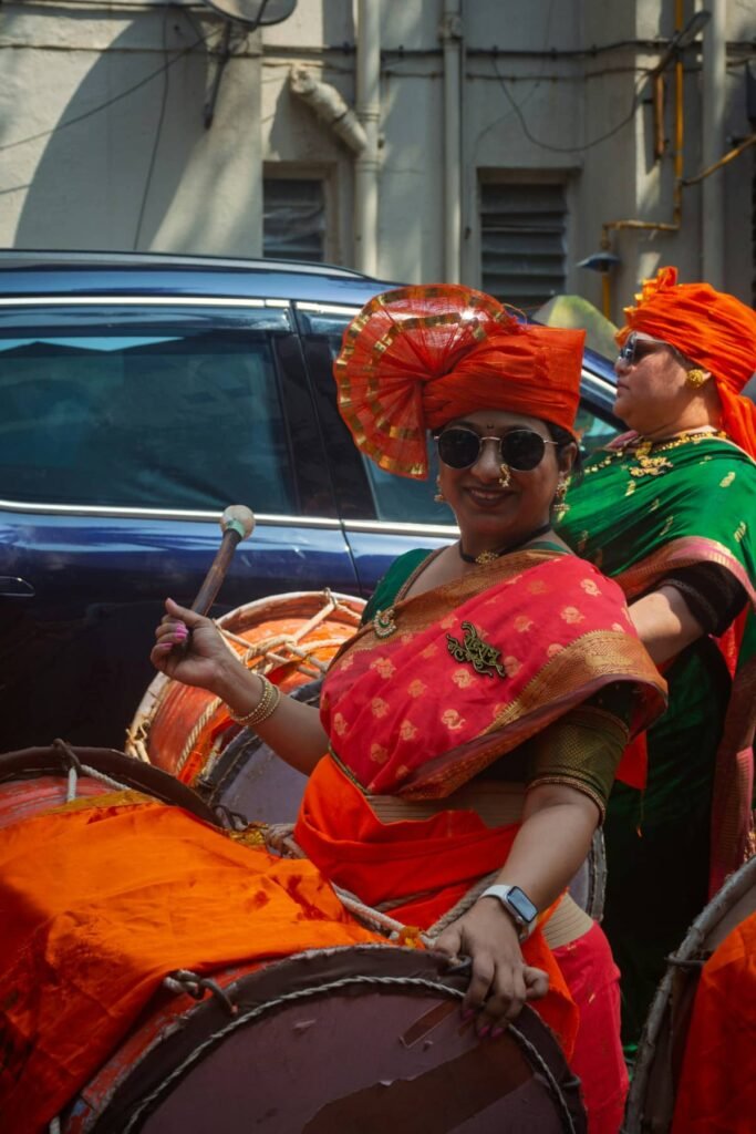 a pregnant lady celebrating navratri